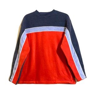 NWOT Arizona Jean Company The Original Color Block Orange Flannel Sweater Size L